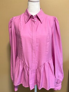 Aware Pink Peplum Button-Front Blouse